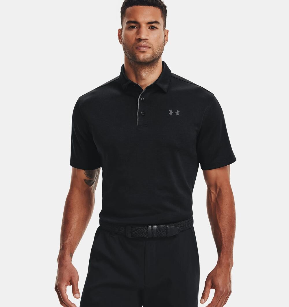 NWT Under Armour Men's UA Tech Polo in Black/Graphite size Large